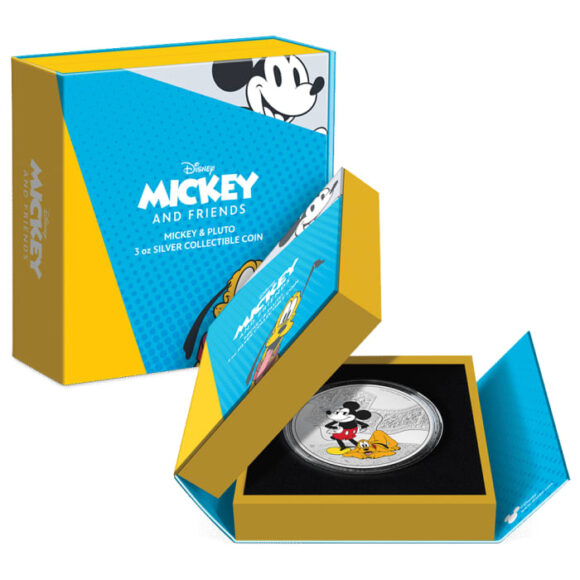 Niue – $10 – Disney: Pluto & Mickey – 3oz Zilver - Afbeelding 2