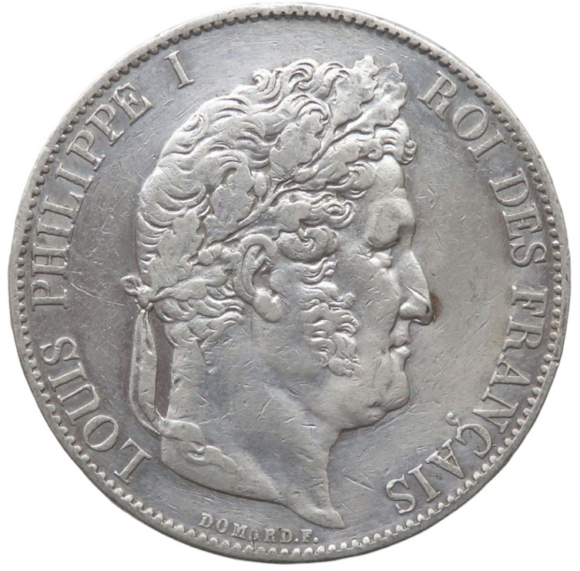 5 Francs - 1845 BB - Louis Philippe I  - IIIe type Domard - Afbeelding 2