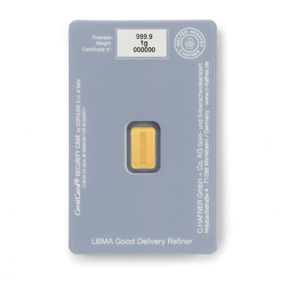 C.Hafner - Fine Gold Bar - 1 gr - For You - Afbeelding 2
