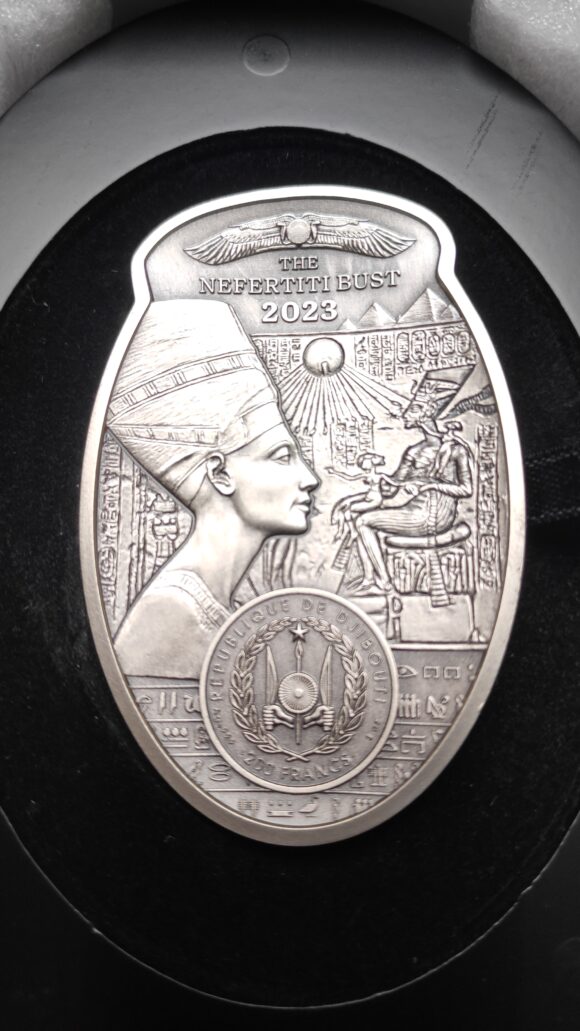 Djibouti - Buste van Nefertiti 2023 - 3oz Silver - Afbeelding 13