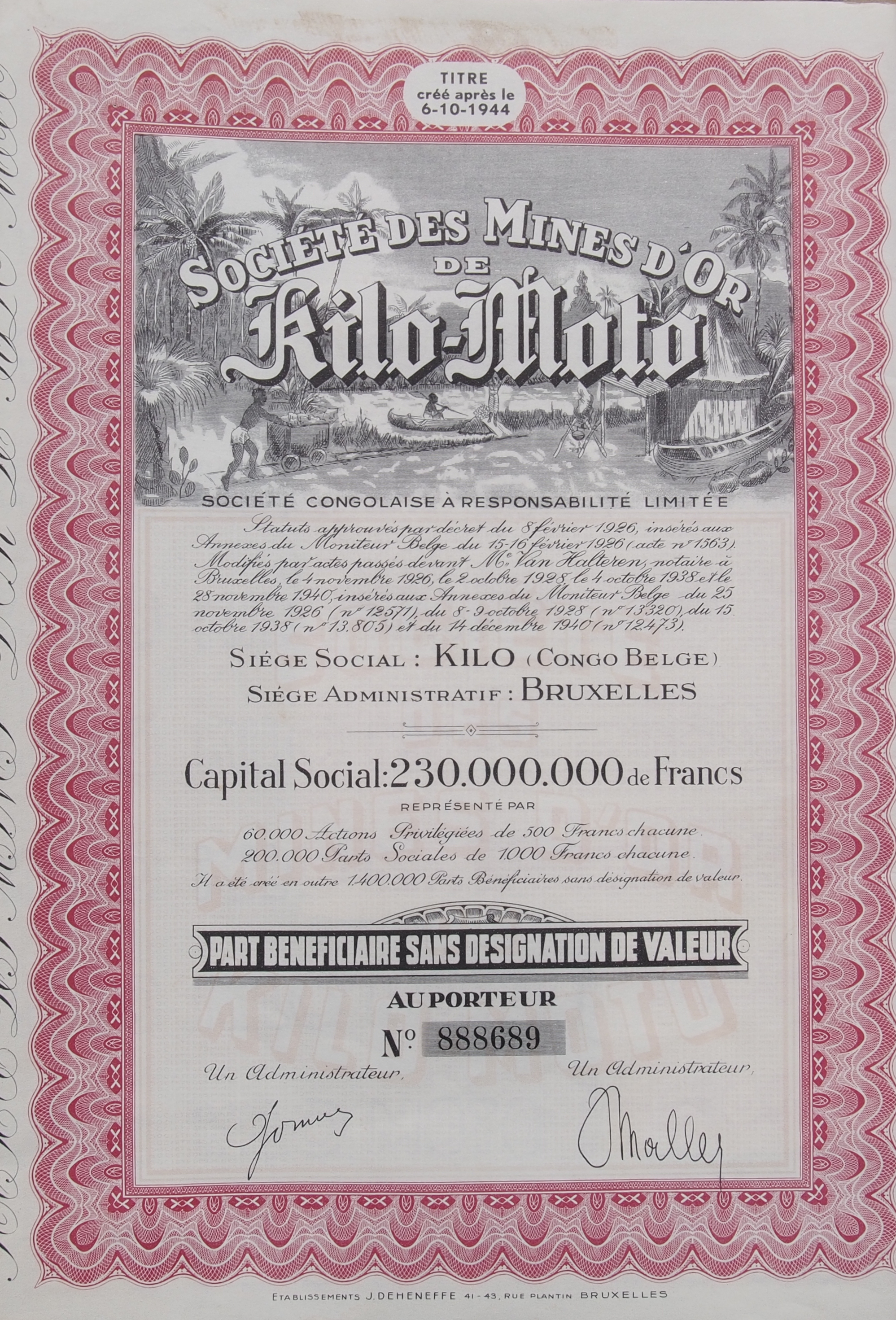 Societe Des Mines D'or de Kilo-Moto 