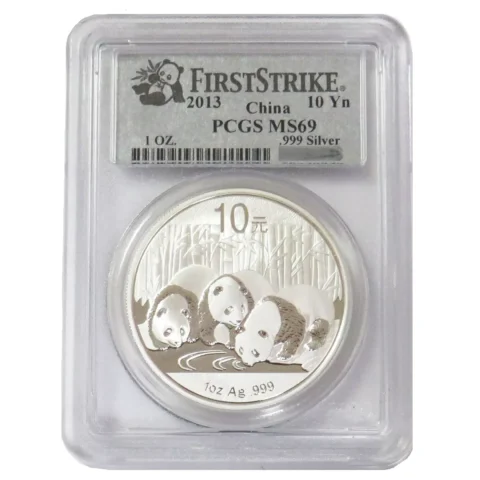 China - Panda 2013 - PCGS MS69 First Strike - 1oz Silver