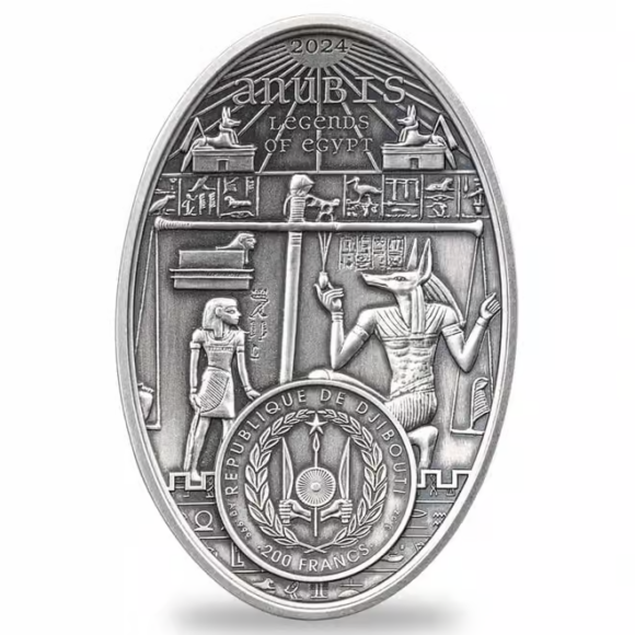 Djibouti – Anubis Lord of the Sacred Land 2024 – 3oz Silver - Afbeelding 2