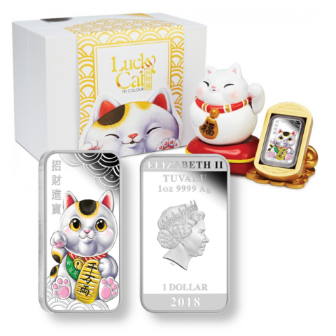 Tuvalu $1 - Lucky Cat 2018 - 1oz Silver Proof